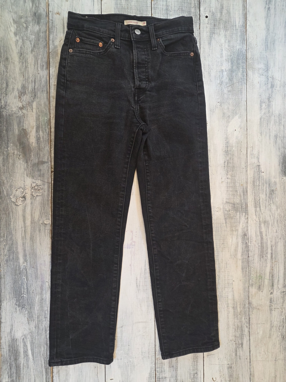 Levi's Black Women's Wedgie Straight Leg High Rise Jeans sz 28x28